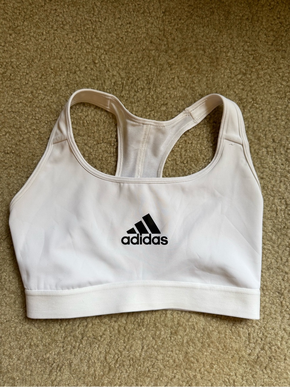 adidas AEROREADY White Racerback Sports Bra with Black Logo Center